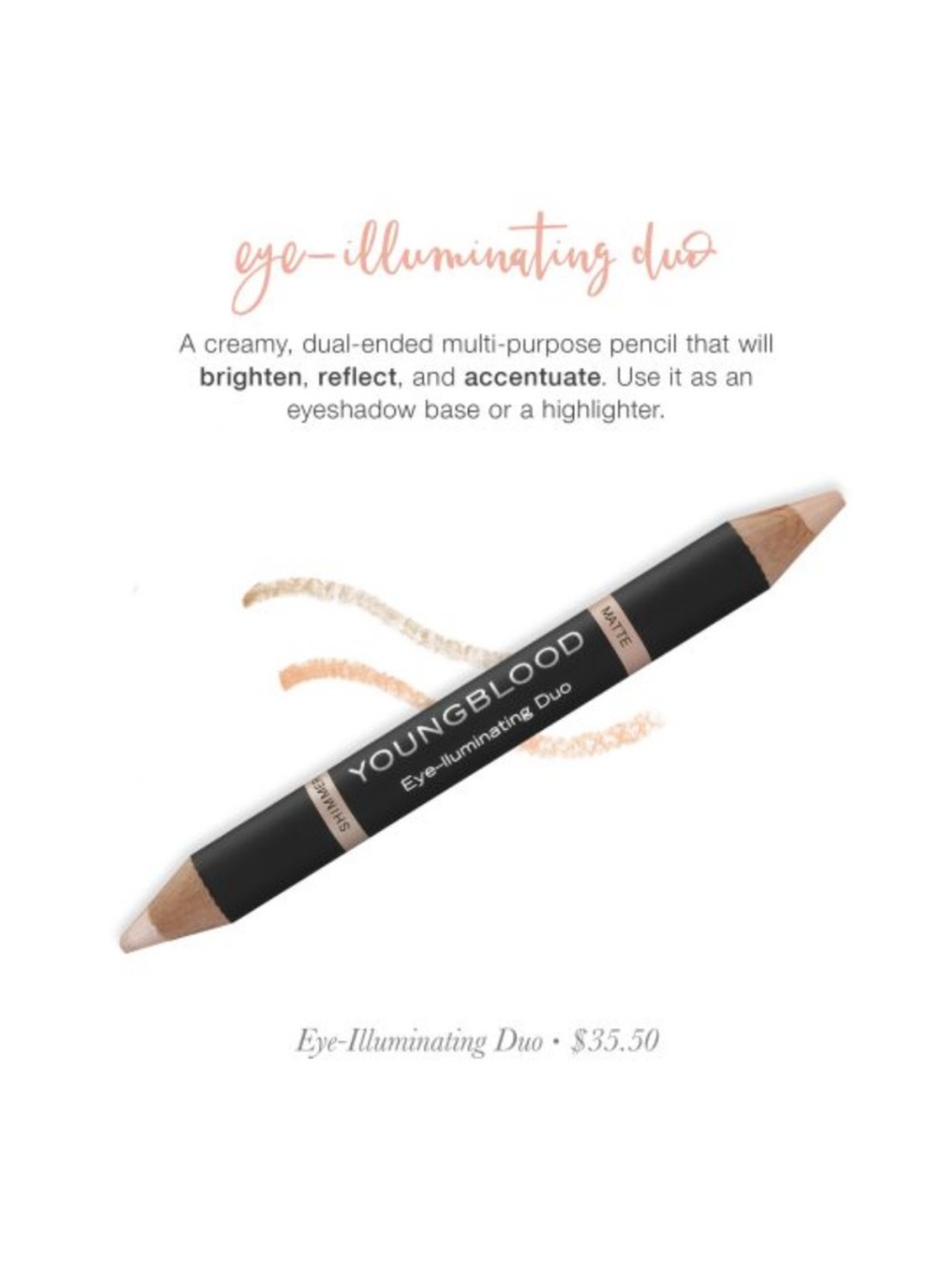 Youngblood Eye-Illuminating Duo Pencil Full Size shimmer and matte new